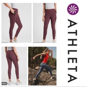 Athleta Headlands Hybrid Trek Tights Burgundy 2
